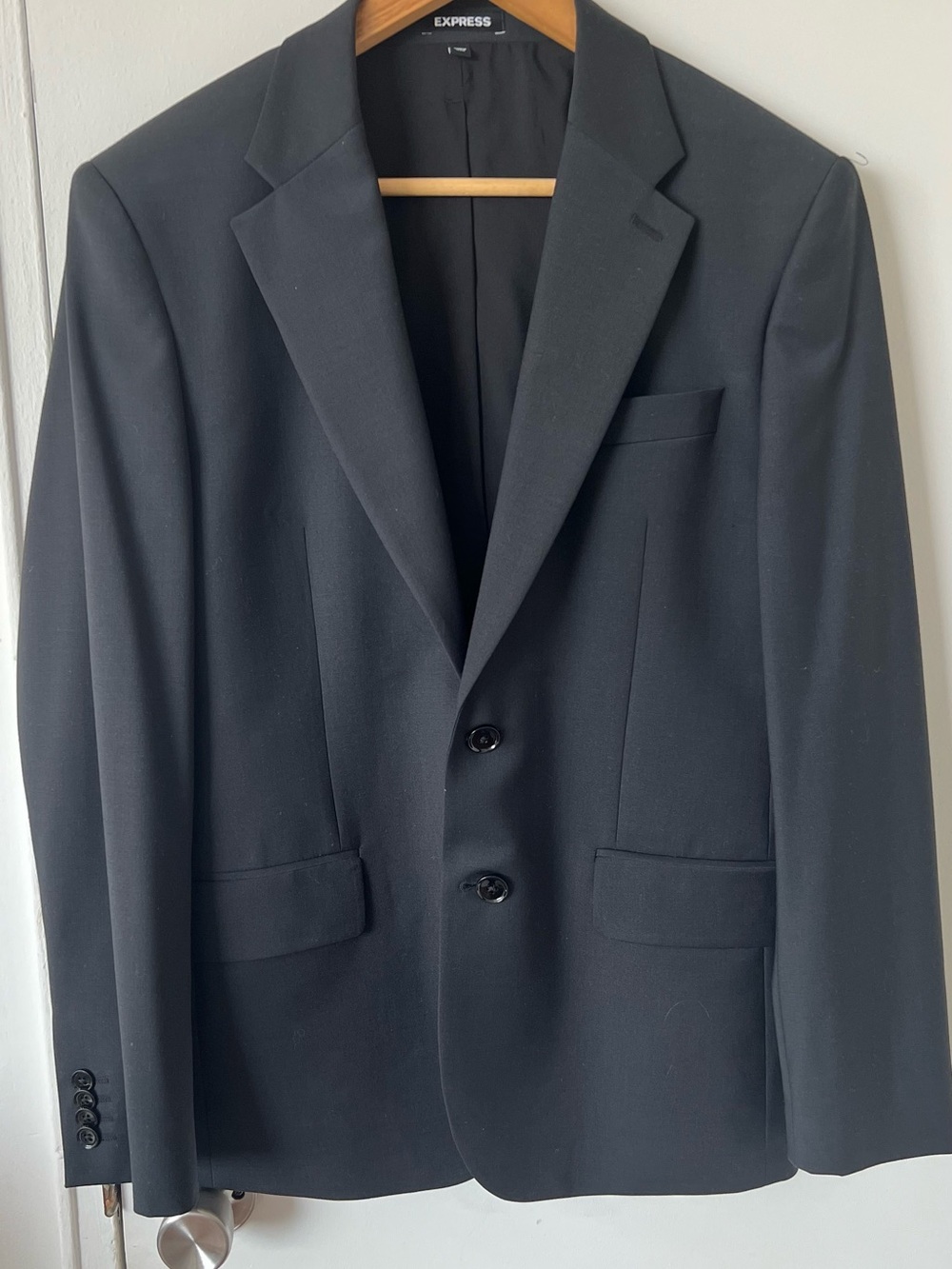 Express Men's Black Two-Button Notch Lapel Suit Jacket